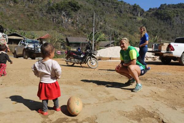 Australian rugby stars visit ChildFund Laos Pass It Back