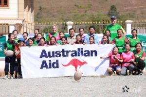 Emily Chancellor and Stephen Larkham in Laos 2019