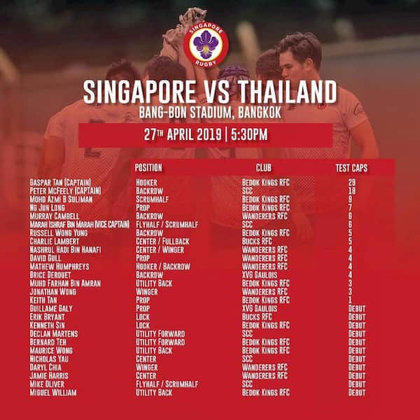 Singapore XVs men's rugby 2019 versus Thailand