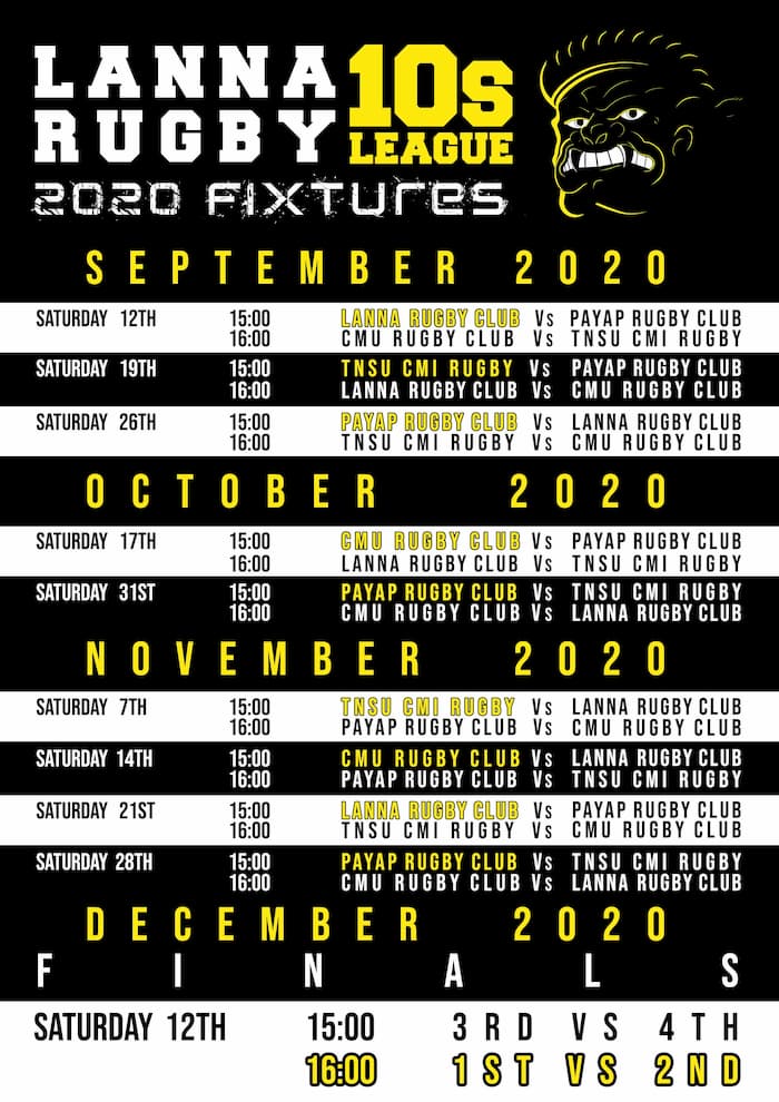 Lanna 10s League 2020 fixtures