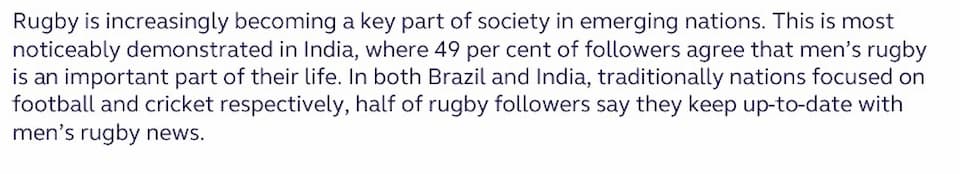 Rise of rugby interest in India