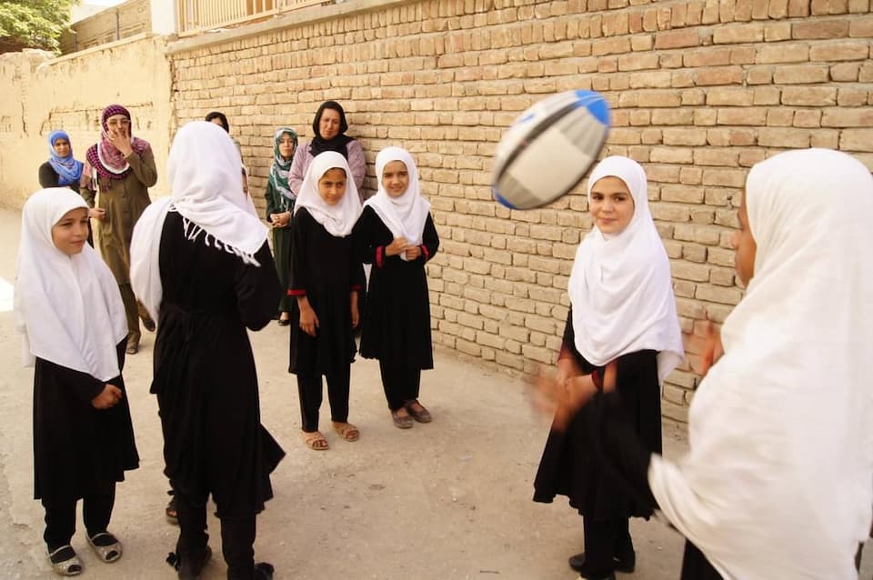 Girls and Women playing rugby in Afghanistan