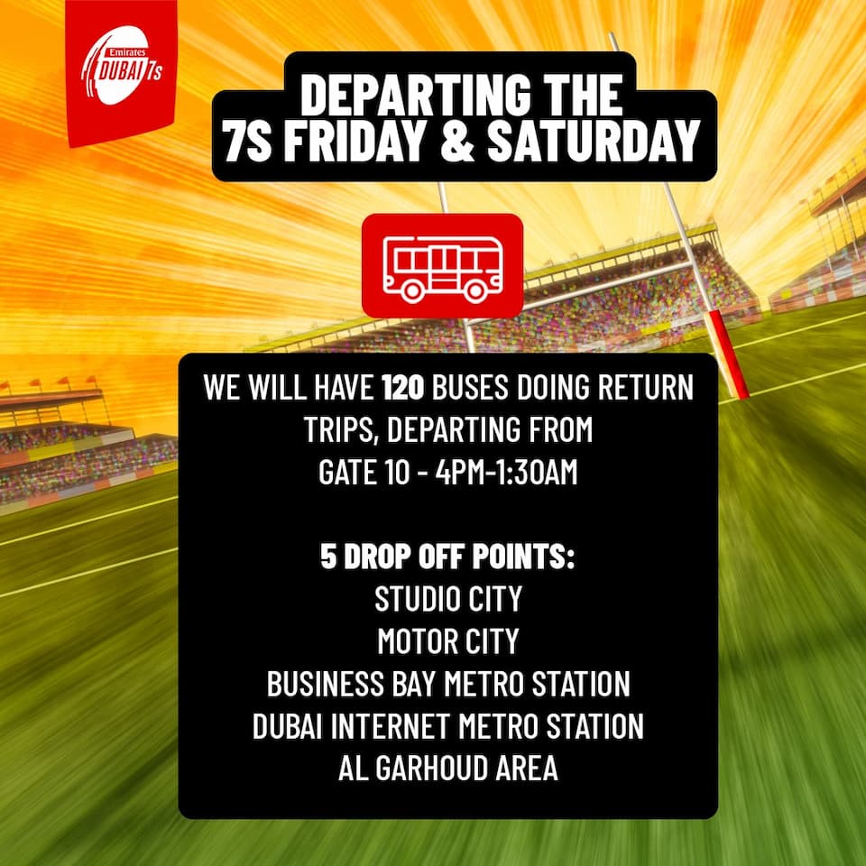 Free Transport Emirates Dubai Rugby 7s 2021