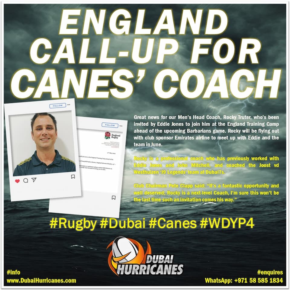 Dubai Hurricanes- Coach Rocky Truter gets England call-up