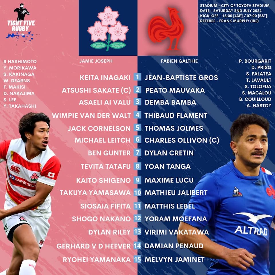 Japan & French Squads Test Match July 2 2022