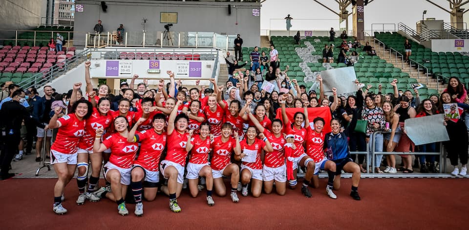 Hong Kong Women XV Celebrate Win Over Kazakhstan