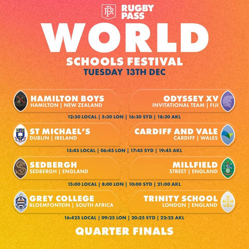 World Schools Festival 2022 Cup Schedule