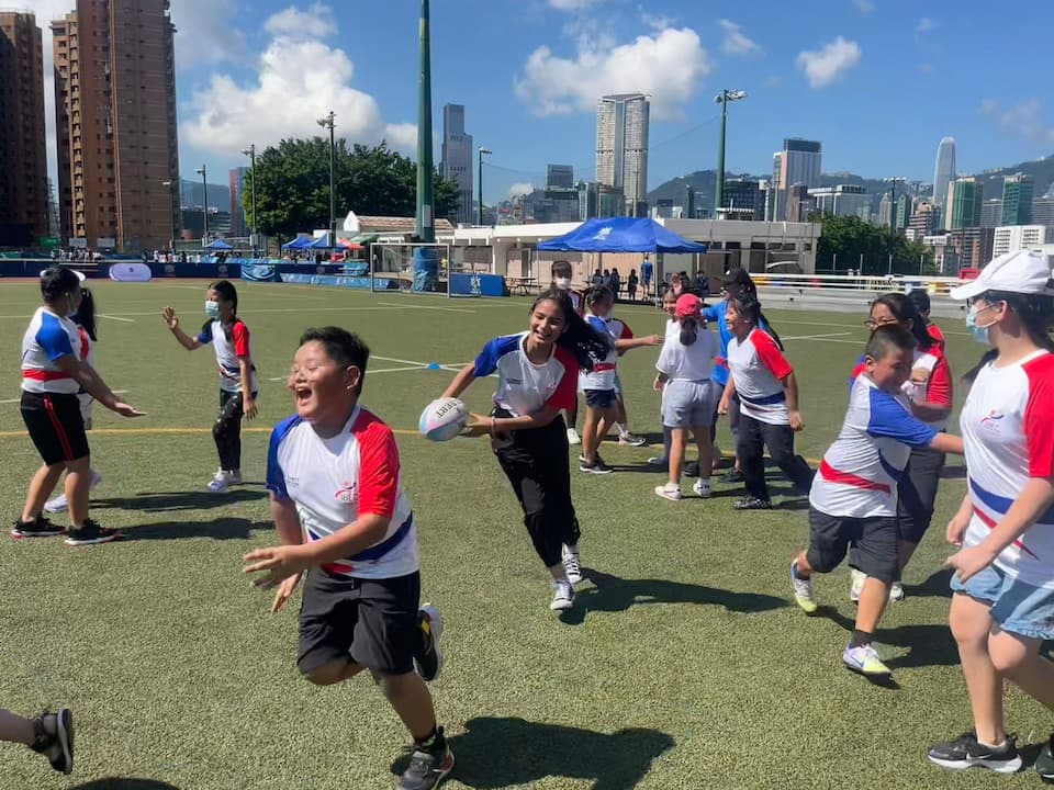 IBEL students enjoying rugby with the HKRU