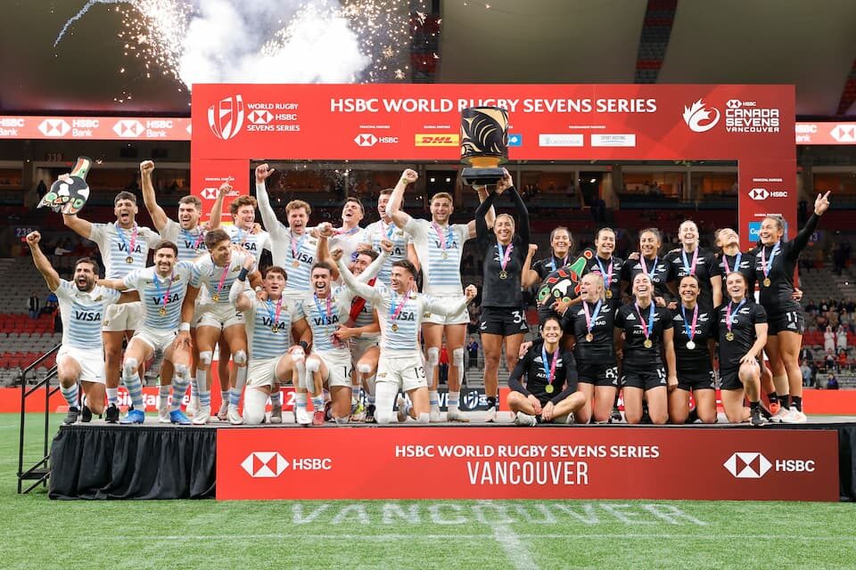 New Zealand and Argentina are the gold medal winners on day three of the HSBC Canada Sevens at BC Place Stadium on 5 March, 2023 in Vancouver, Canada