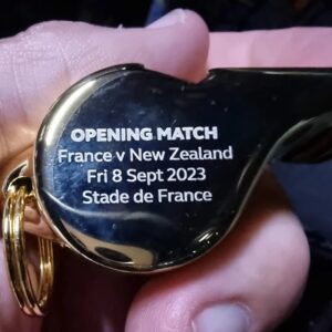 whistle for Rugby World Cup 2023’s opening match, which takes place in France on 8 September 2023 between the hosts and New Zealand.