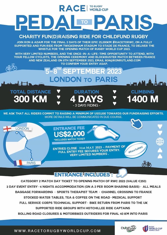 Pedal To Paris - Race To Rugby World Cup 2023