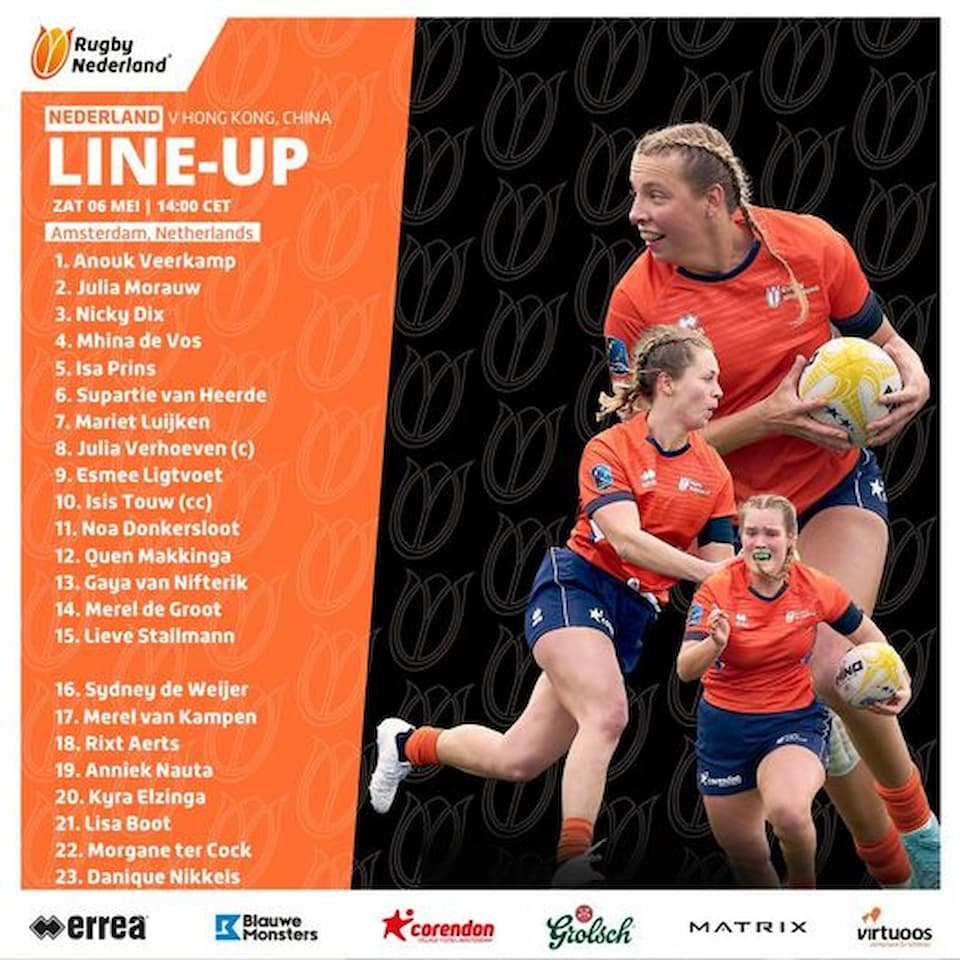 Netherlands XV women's squad vs Hong Kong China