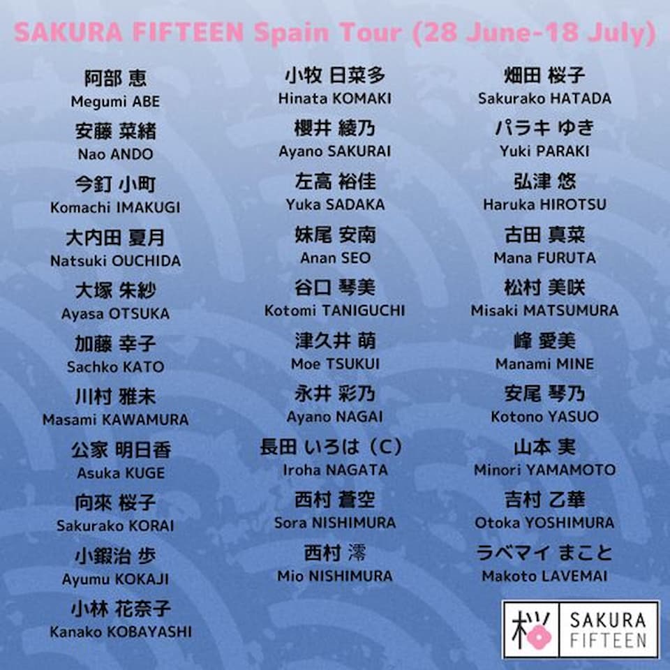 Japan Sakura Fifteen Squad - Spain Tour 2023