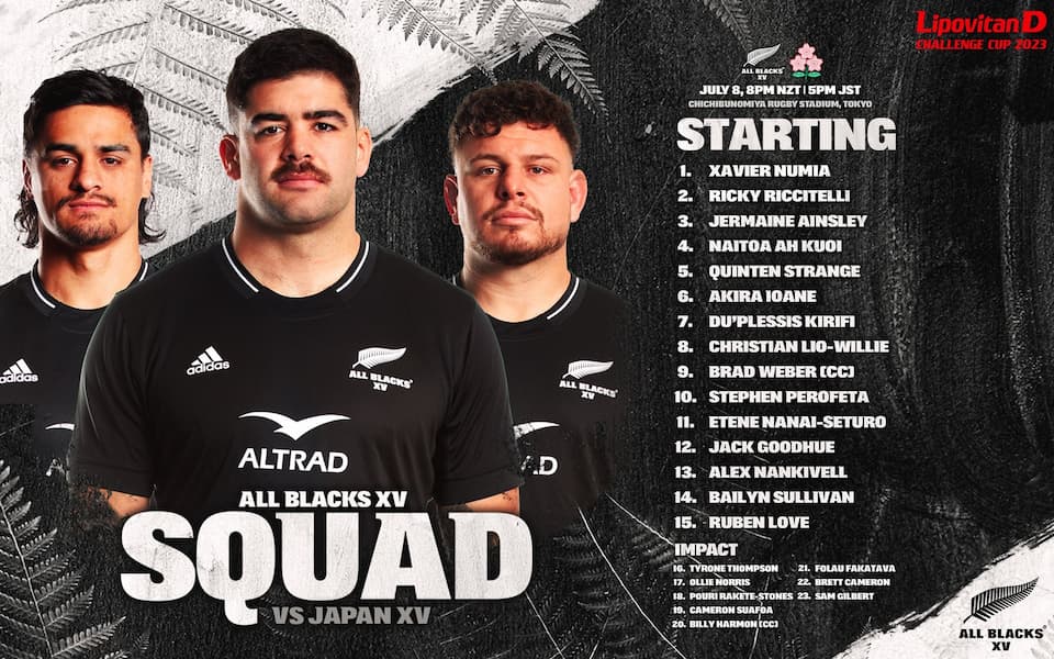 NZ XV Squad vs Japan XV - 8th July 2023