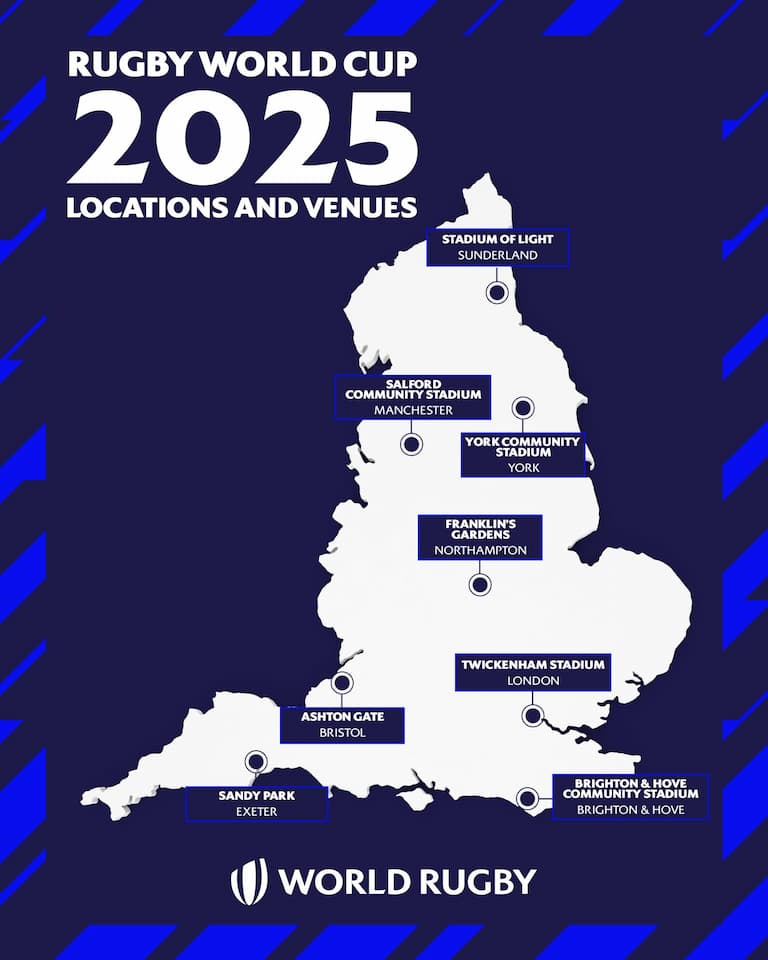 Rugby World Cup 2025 - England Host Cities and Venues