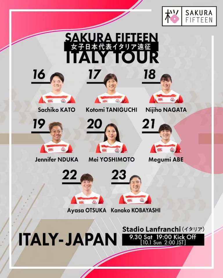 Japan Sakura Fifteen vs Italy - Saturday, 30 September