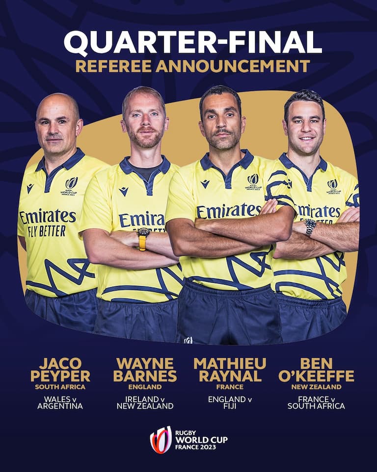 RWC 2023 Quarter-finals Match Officials