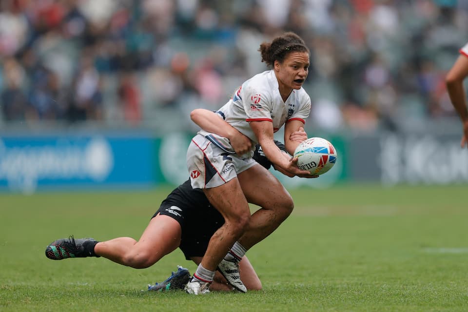 Natasha Olson-Thorne playing New Zealand at the 2023 