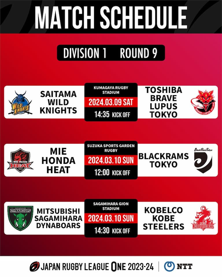 Division One JRLO 2023-2024 – Round 9 Fixtures