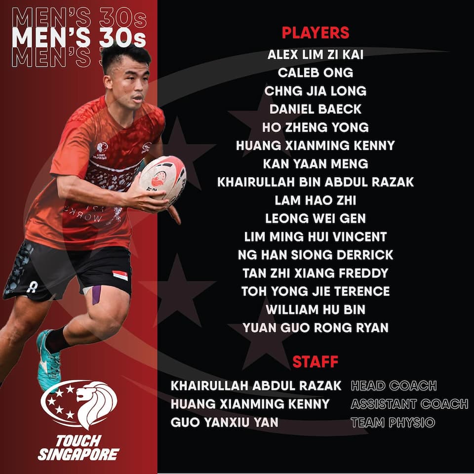 Touch Singapore Men 30s Squad - Touch World Cup 2024