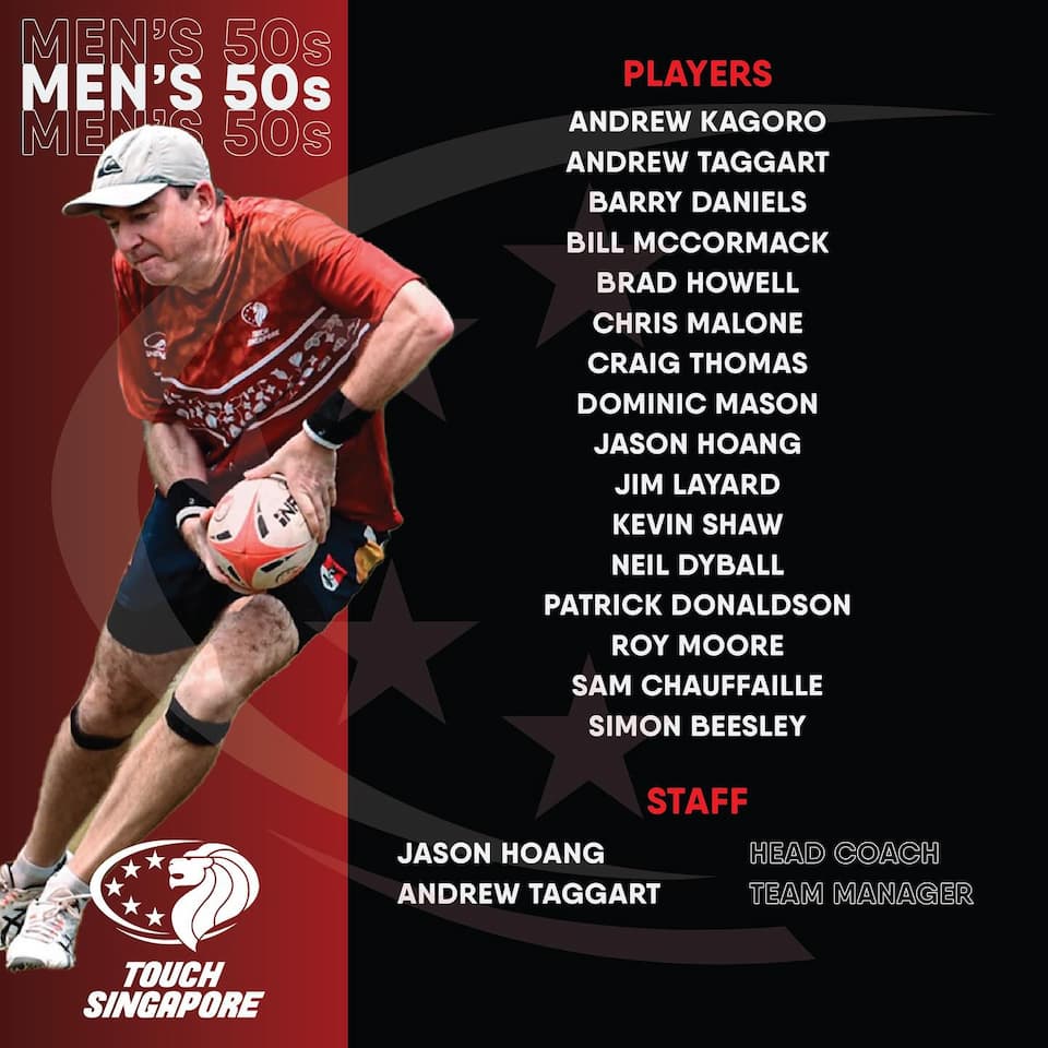 Touch Singapore Men 50s Squad - Touch World Cup 2024