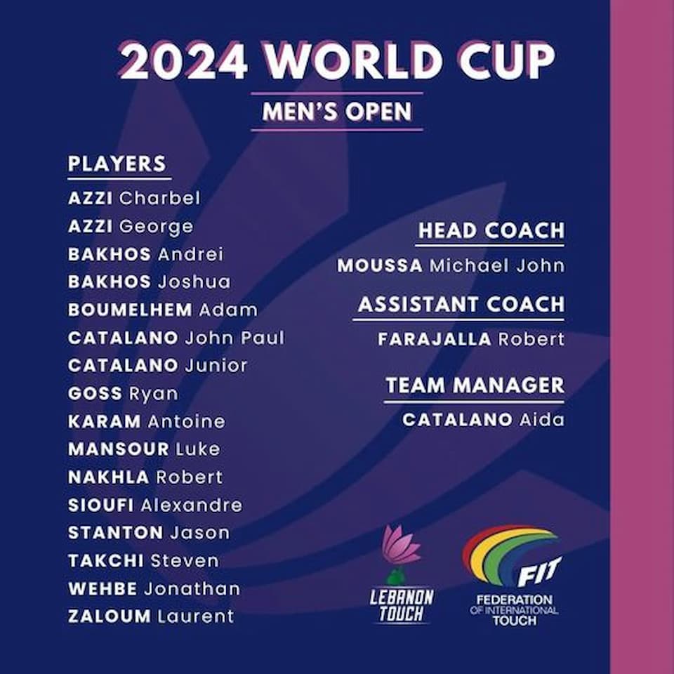 Lebanon Men's Open TWC 2024 Squad