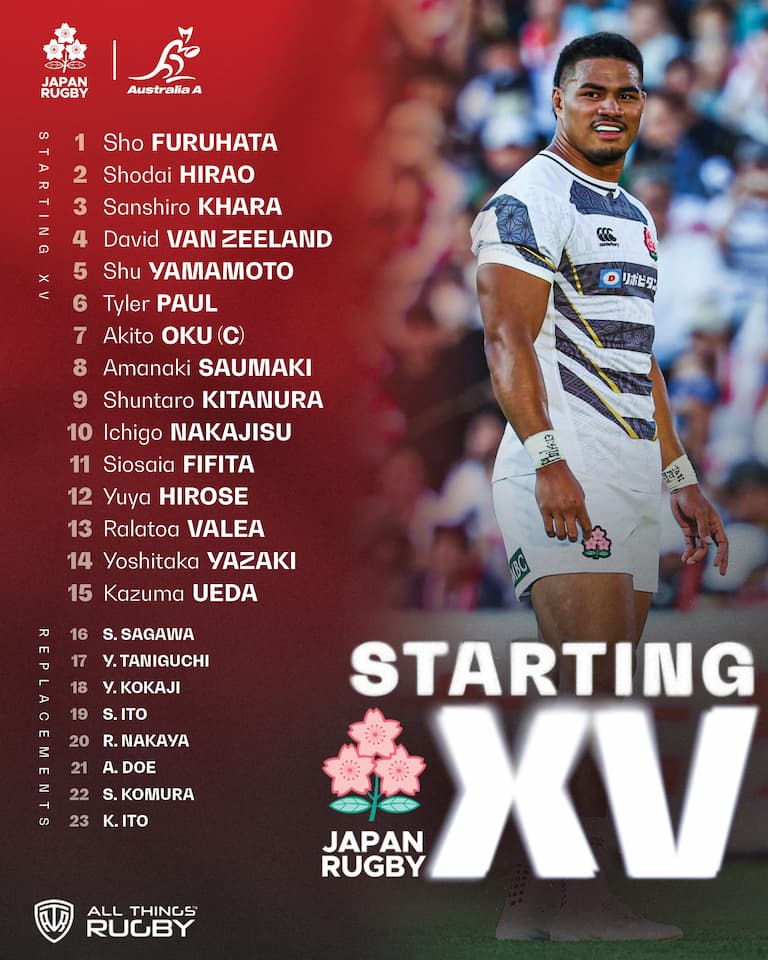 Japan XV Squad vs Australia A - Asahi Super Dry Challenge 2025
